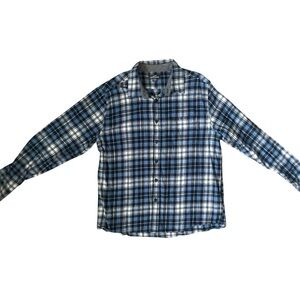 Eddie Bauer Plaid Flannel Navy Blue Size Large